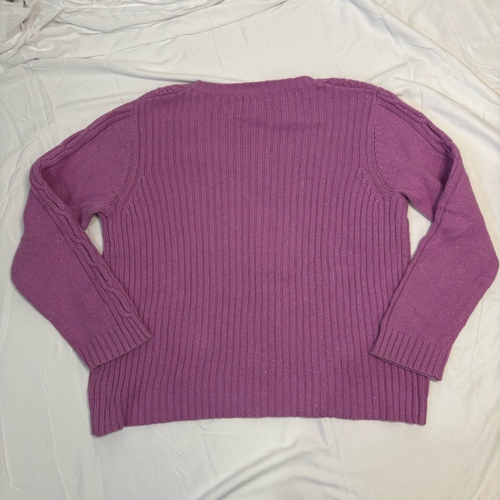 St. John’s Bay Cable Knit Sweater Sparkley Cotton Viscose Nylon Angora Blend - Picture 6 of 9